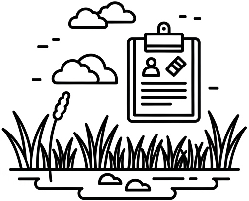 Icon showing wetland boundaries being delineated on a map.